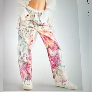NWT Free People/ Riverside tool & dye utility pant in Waterlily Pink. Size Large